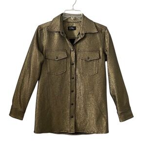 Ottod' Ame Metallic Gold Metallic Shirt Jacket Women's Size 2